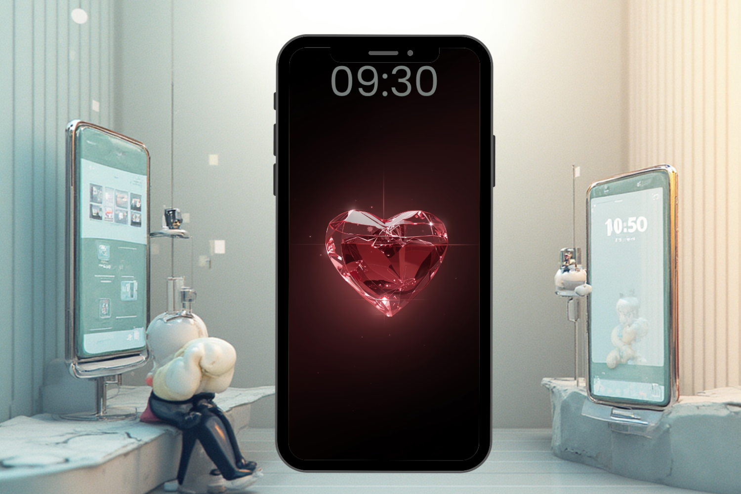 Fundal Telefon Inimă 3D 4K – Wallpaper Premium Romantic Luxury Roșu pentru iPhone & Android
