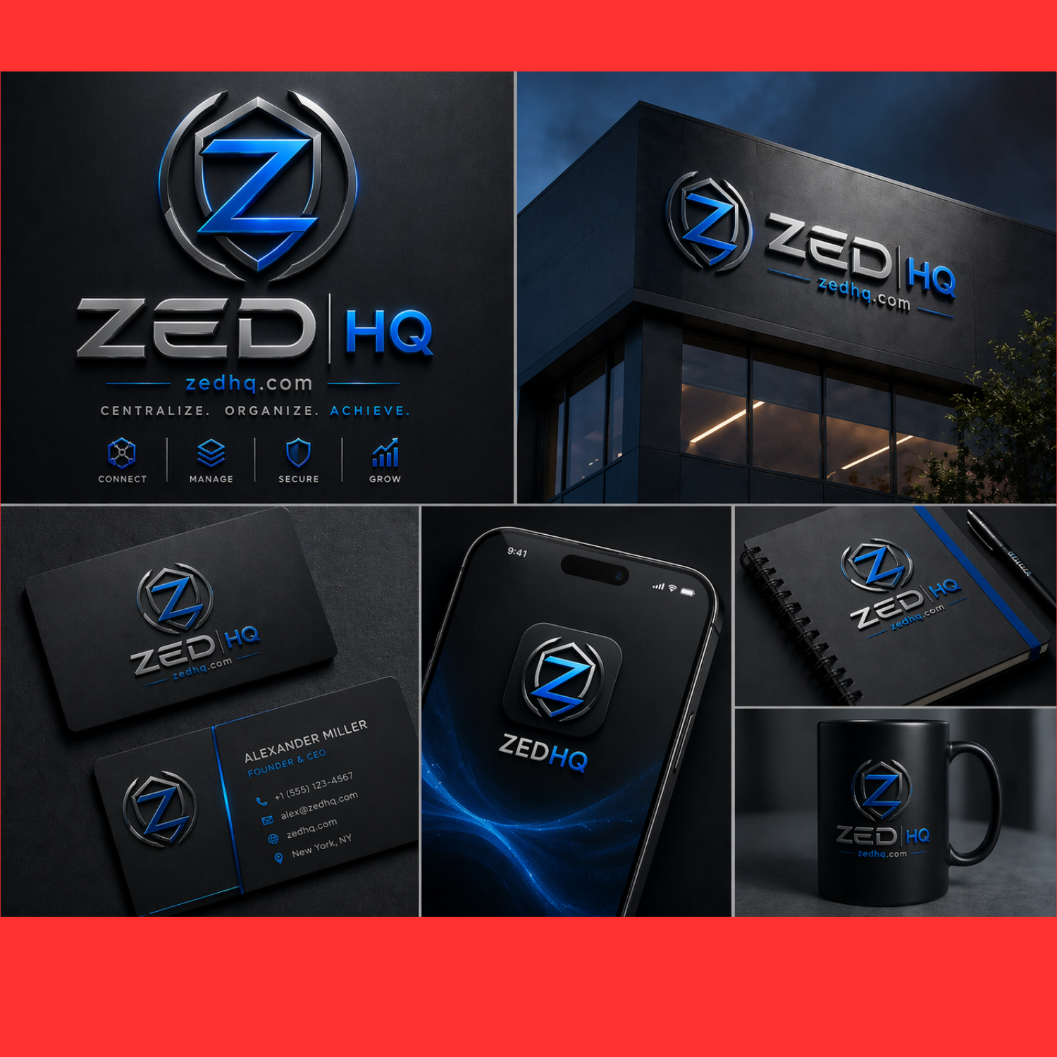 ZedHQ.com Domeniu Premium + Logo 3D Modern Inclus | Brand HQ pentru Business Tech & Startup