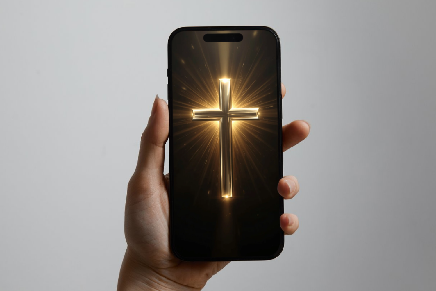 Fundal Telefon Cruce D1,3D 4K – Wallpaper Creștin Premium Auriu Elegant pentru iPhone & Android