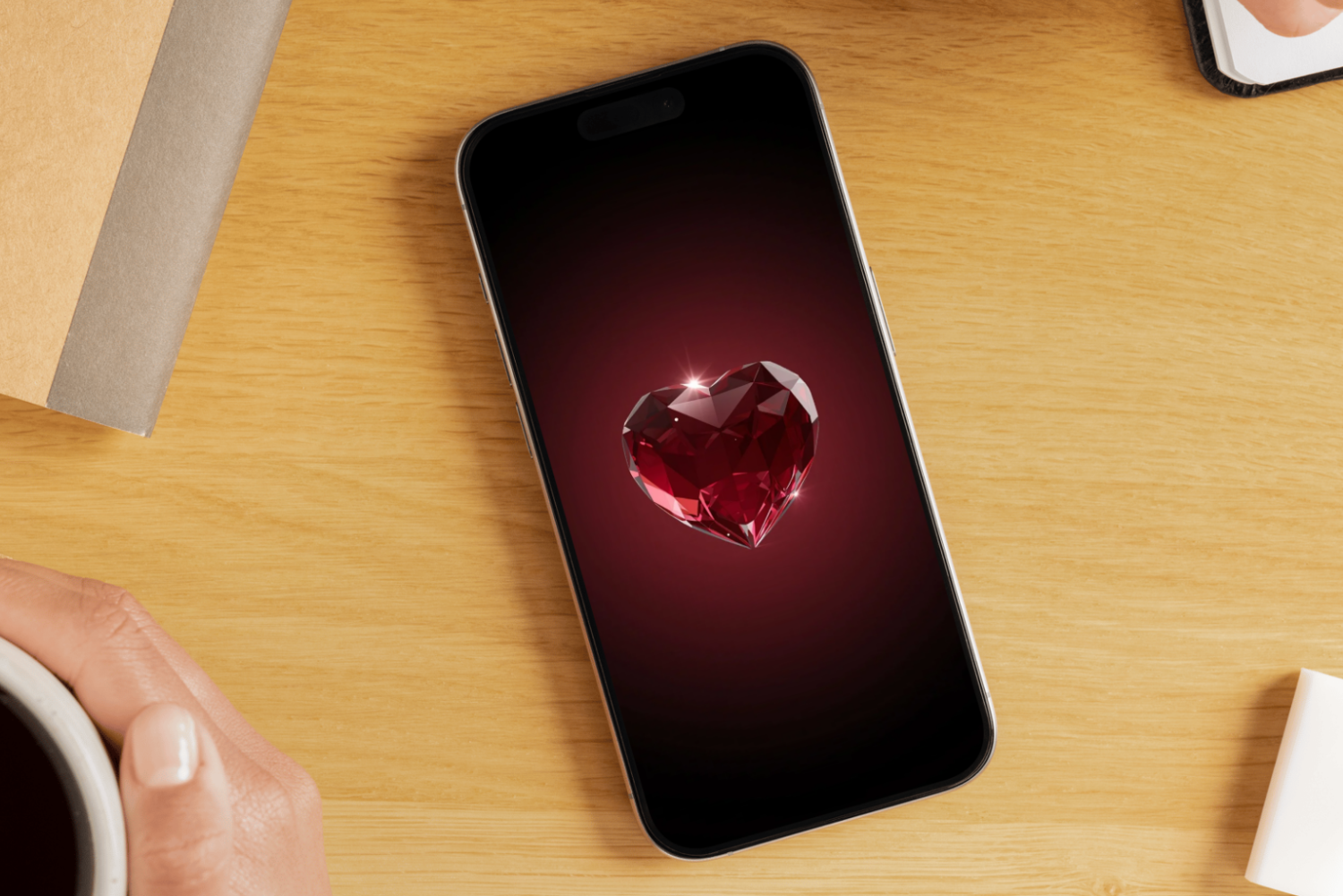 Fundal Telefon Inimă 3D 4K-D2 – Wallpaper Premium Romantic Luxury Roșu pentru iPhone & Android