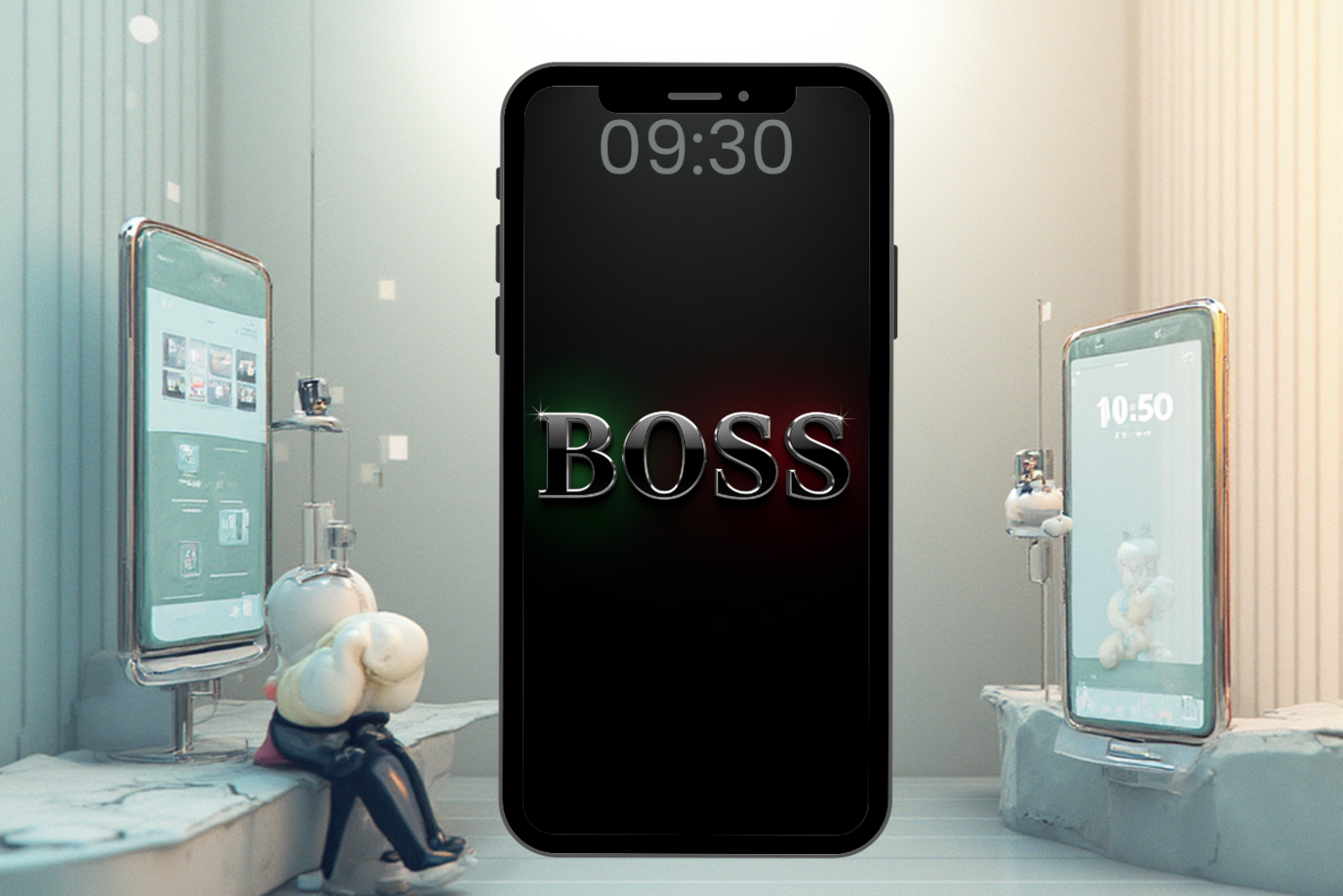 Fundal Telefon BOSS 11 4K – Wallpaper Negru Elegant pentru iPhone & Android